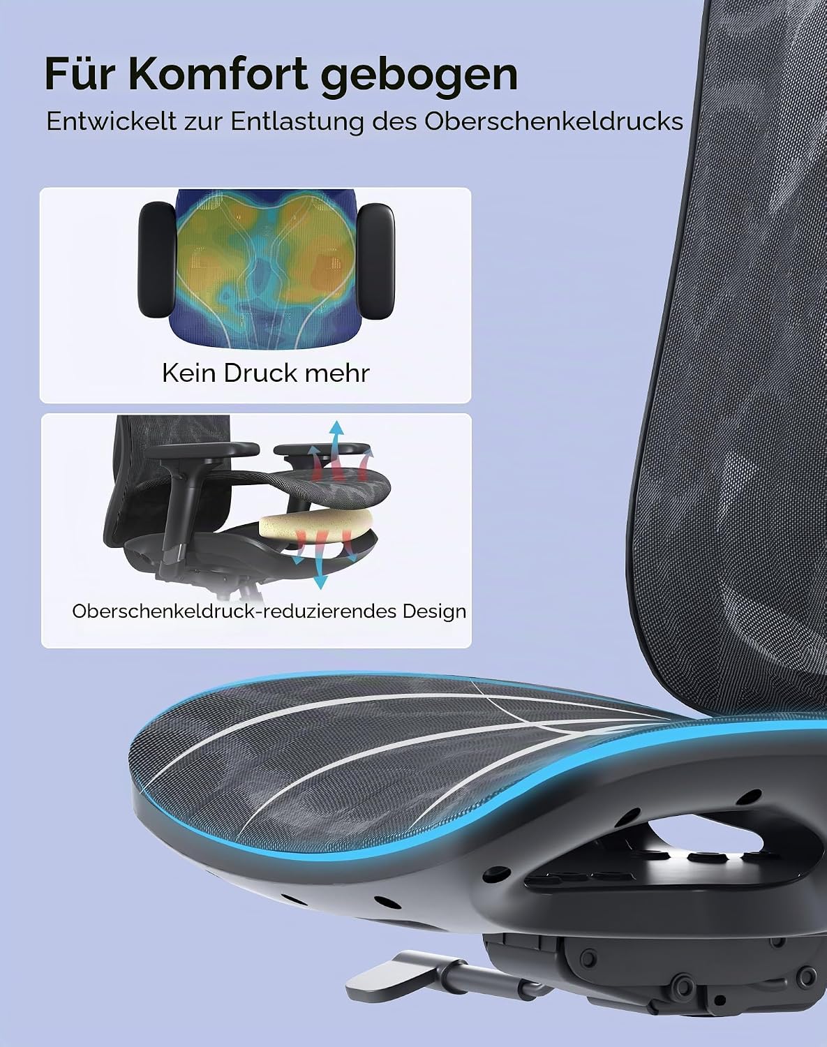 SIHOO M57 Ergonomischer Bürostuhl, 3D-Armlehnen, Mesh, Kopfstütze, bis 150 kg, Schwarz
