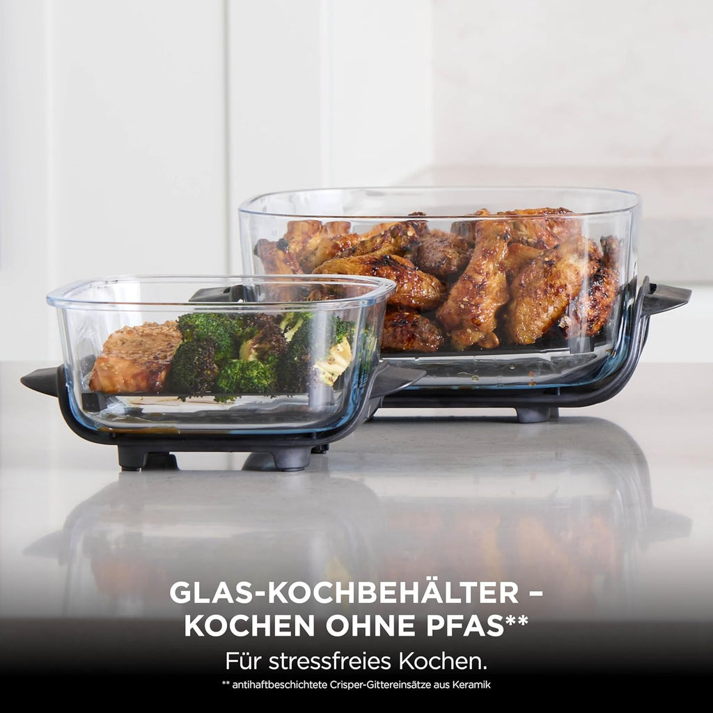 Ninja FN101EU CRISPi Heißluftfritteuse 3,8L – 4 Funktionen, PFAS-frei, Glasbehälter, 1700W, Stone Gold