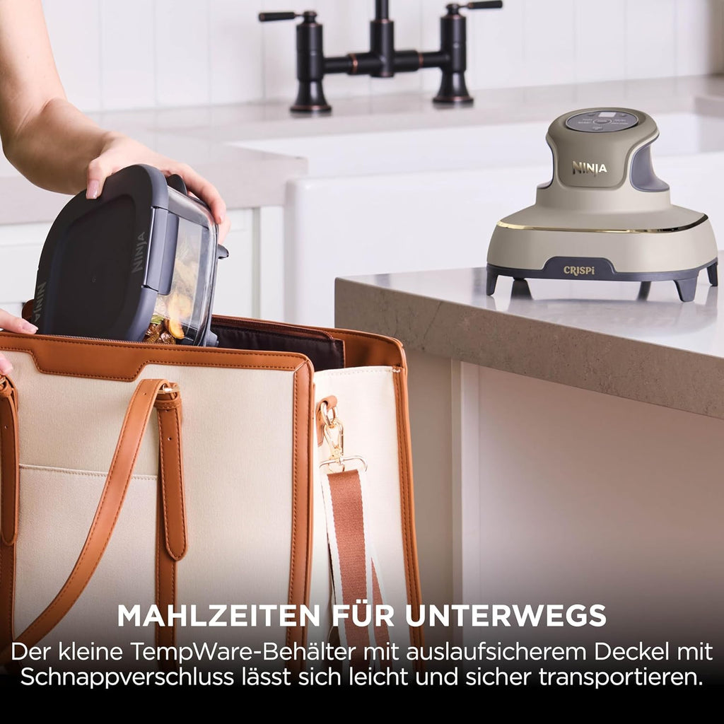 Ninja FN101EU CRISPi Heißluftfritteuse 3,8L – 4 Funktionen, PFAS-frei, Glasbehälter, 1700W, Stone Gold