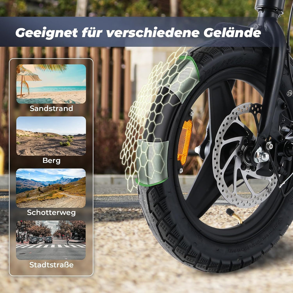 Finbike U1 Klapp-E-Bike 250W – 7-Gang, Pedelec, 14", Scheibenbremsen, LCD-Display, 120kg, Schwarz