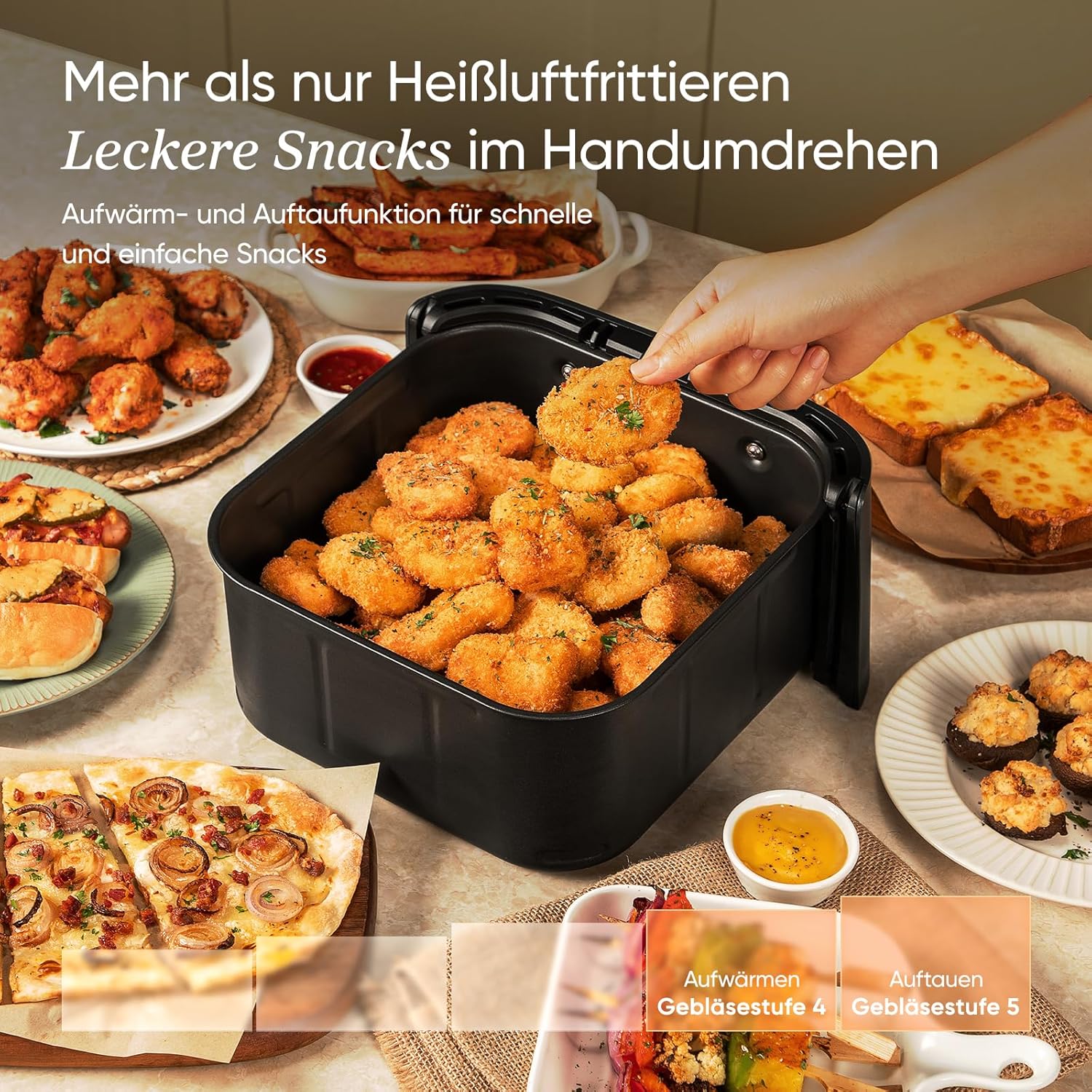 Cosori TurboBlaze CAF-DC601-KEU Heißluftfritteuse 6L – DC-Motor, 5 Lüfterstufen, 30–230°C, Dunkelgrau