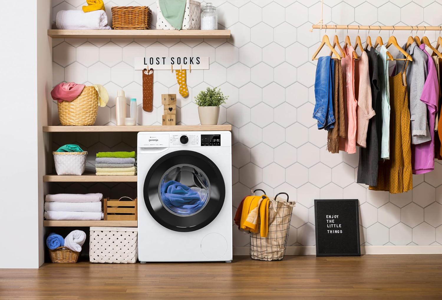 Gorenje WPNEI74A1TS Waschmaschine 7kg – Dampf, ConnectLife App, 1400 U/min, AquaStop, EEK A-10%, Weiß