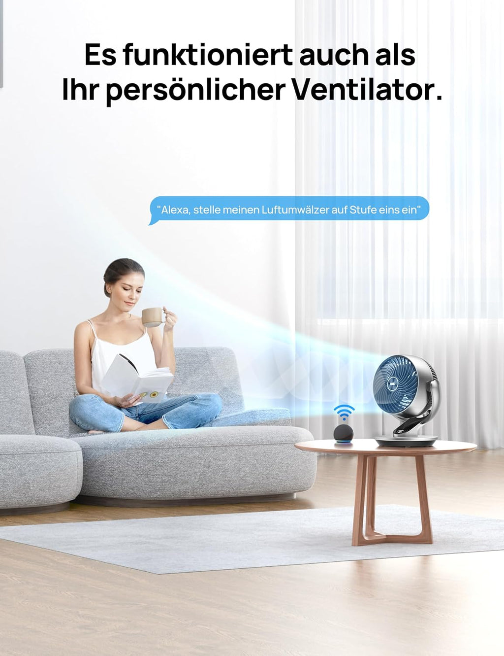 DREO CF511S DR-HAF001S Luftzirkulationsventilator – 70ft, 28,5dB, 90°+120° Oszillation, WiFi, Alexa, Silber