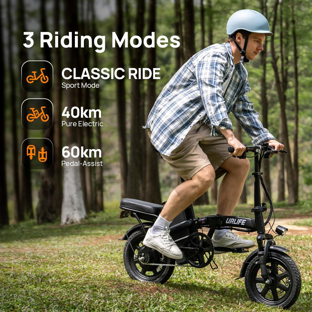URLIFE F1L Klapp-E-Bike 250W – 48V/7,5Ah, 60km, Pedelec, IP54, Dual-Federung, 14", Schwarz