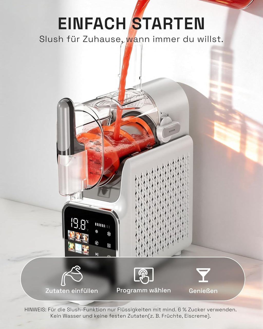 HBN CP-GBS-800 Slush-Maschine 1,9 L – 6 Programme, Selbstreinigung, 220 W, Kompakt