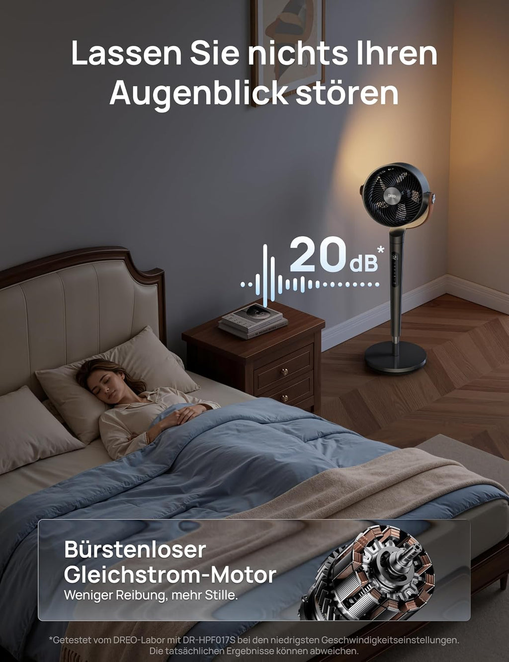 DREO PolyFan 513S DR-HAF003S Standventilator 95,5cm – 2209m³/h, 20dB, RGB, 150°+120°, WiFi, Alexa, Schwarz