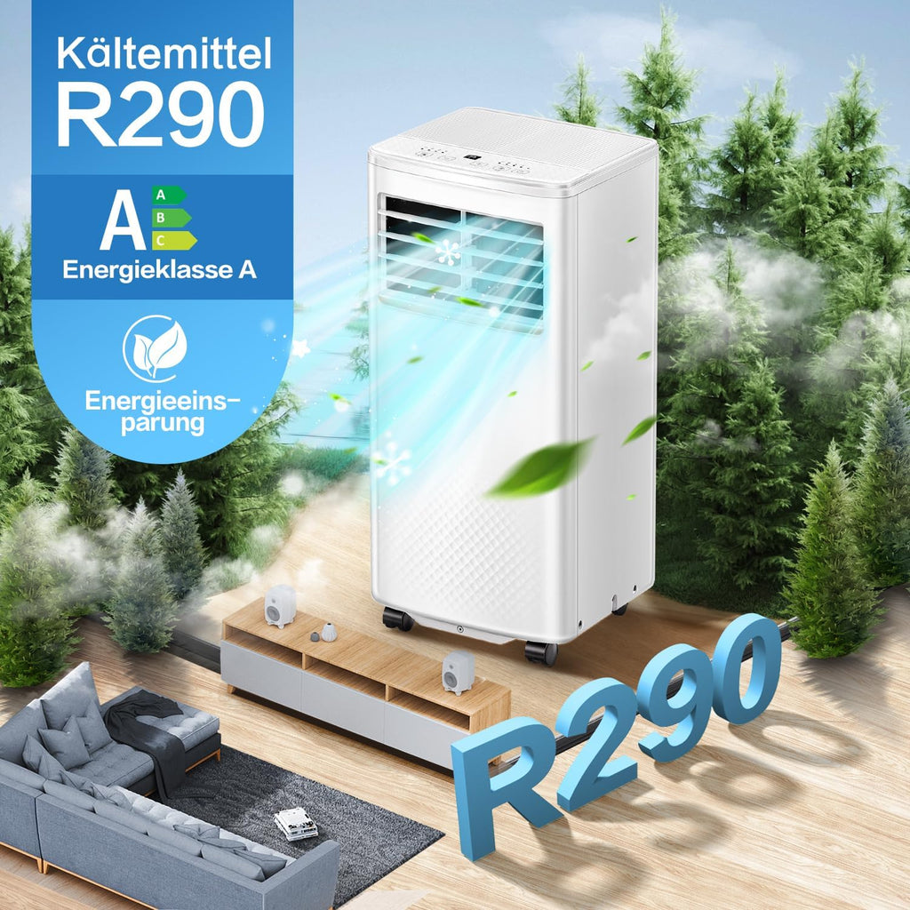 4-in-1 Mobile Air Conditioner, 7000 BTU Mobile Air Conditioner with Cooling, Air Circulation, Dehumidification, Portable Air Conditioner with Remote Control, Exhaust Hose, Sleep Mode, 2.1 kW for Rooms