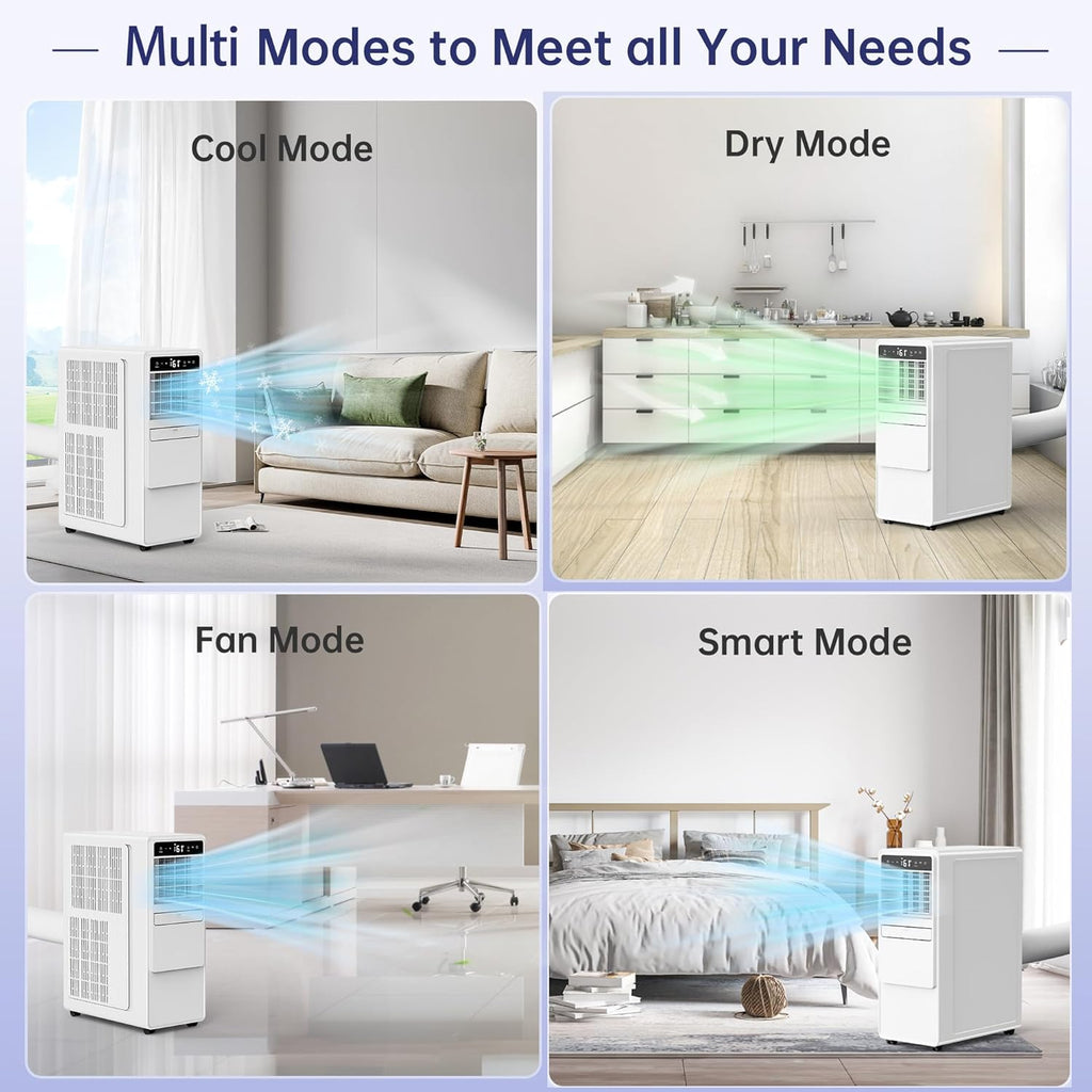 12000BTU Portable Air Conditioners with Remote, Floor Standing Cooling Portable AC Unit with Fan & Dehumidifier,Sleep and Timer Mode,For Room up to 500 sq.ft, Windows Sealing Kit Included