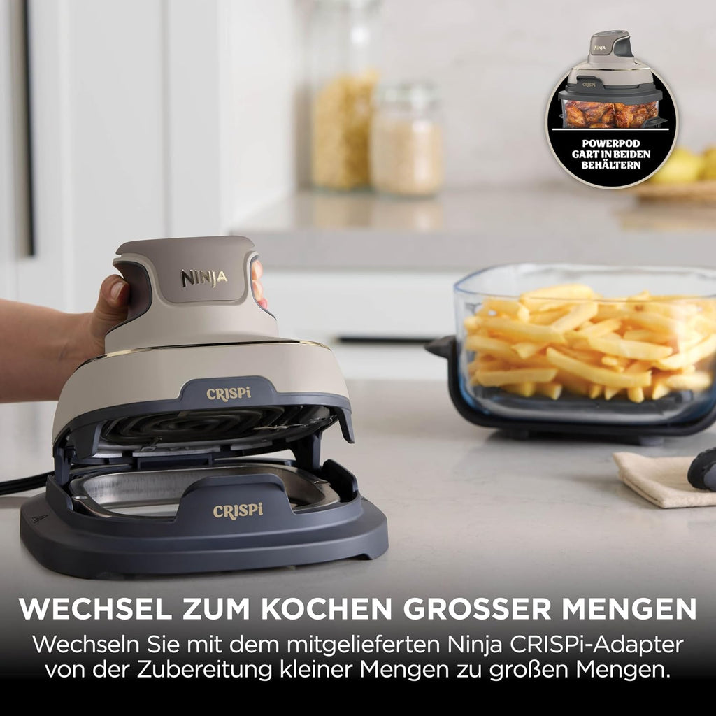 Ninja FN101EU CRISPi Heißluftfritteuse 3,8L – 4 Funktionen, PFAS-frei, Glasbehälter, 1700W, Stone Gold