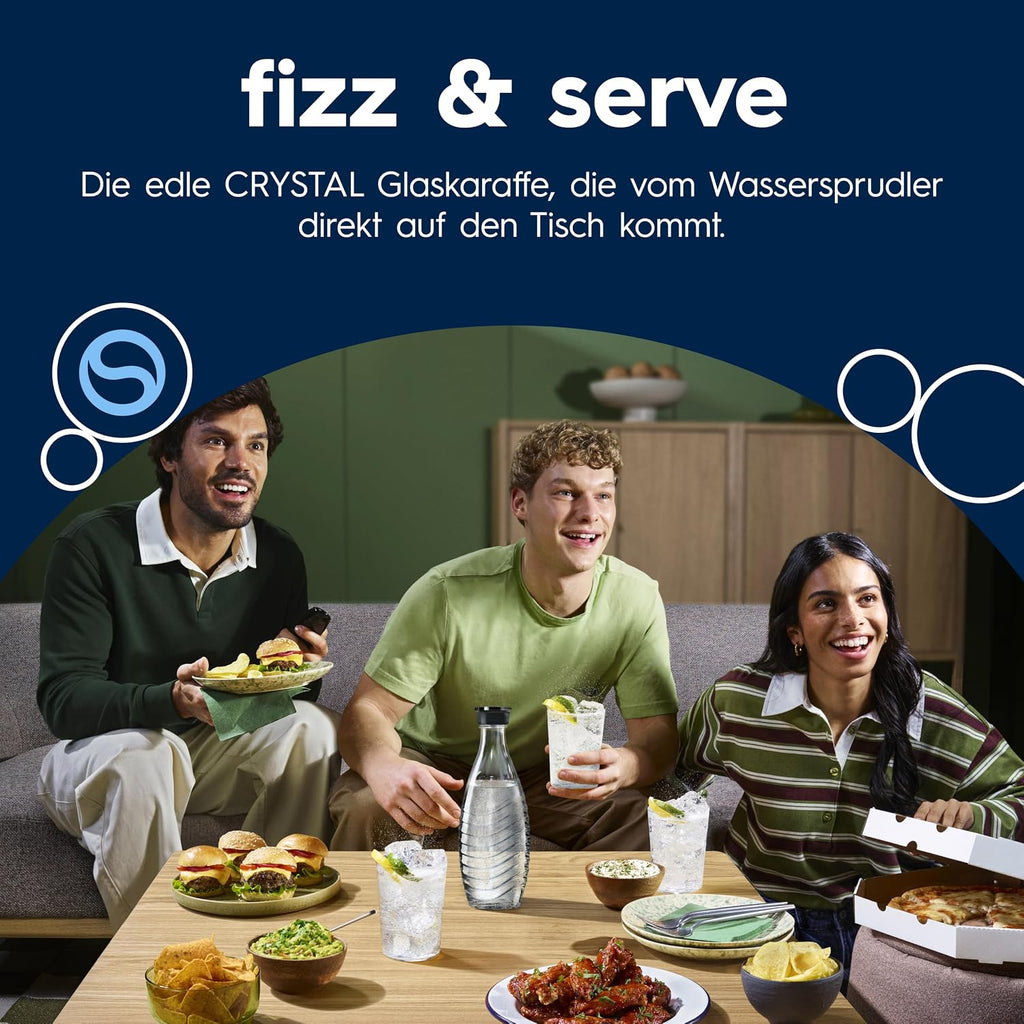 SodaStream Crystal 3.0 Wassersprudler – Quick Connect CO2, 2x Glaskaraffe 0,7L, Titan/Schwarz