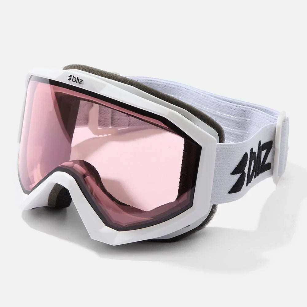 Bliz Liner White Black Logo Snow Goggle  - Pink Lens