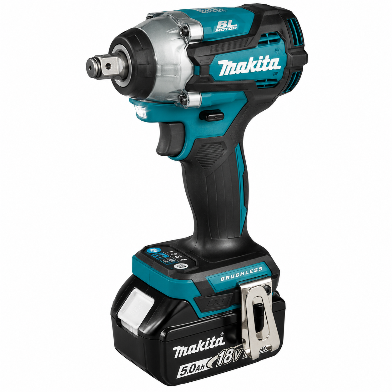 Makita DTW300 18V Brushless Impact Wrench – 1/2" Drive, 330 N·m Torque, 4-Speed, Compact 144mm, Auto-Stop, LED