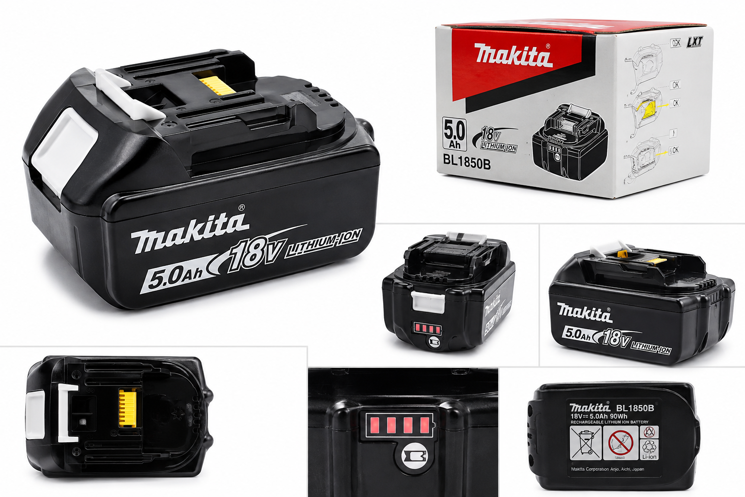Makita original 18V Battery 5Ah BL1850B Lithium ion Genuine Makita 18V Battery BL1850 BL1860B BL1860 BL1840B