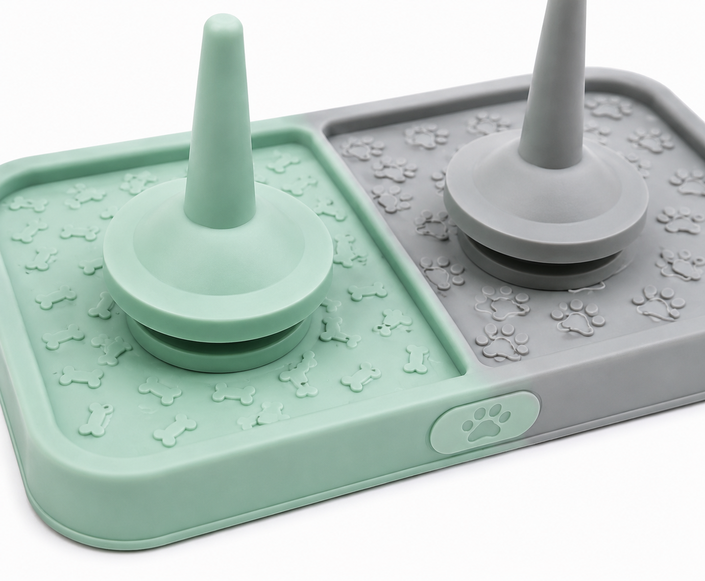 Double-Post Interactive Stacking and Training Toy for Dogs – Mint Green and Grey