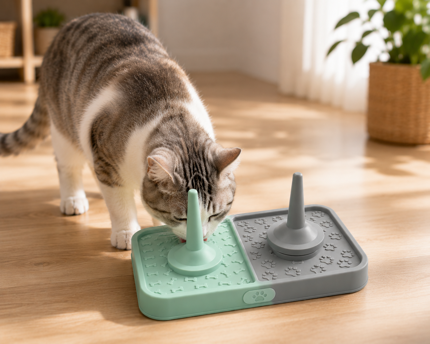 Double-Post Interactive Stacking and Training Toy for Dogs – Mint Green and Grey