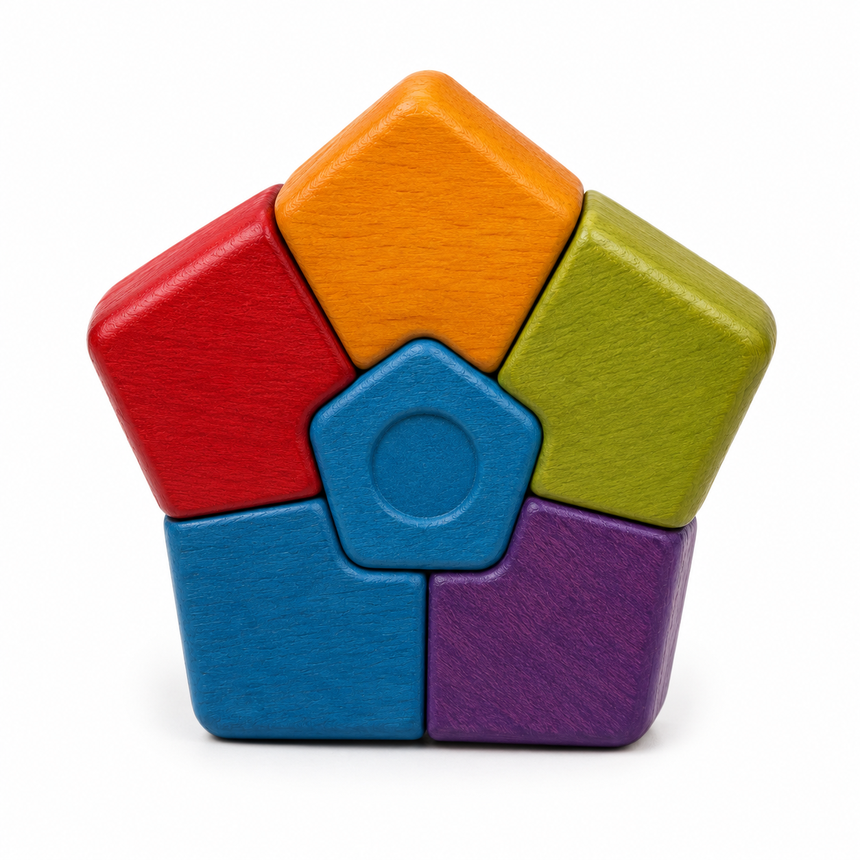 Five-Piece Geometric Stacking and Training Toy for Dogs – Multicolour Wood Effect