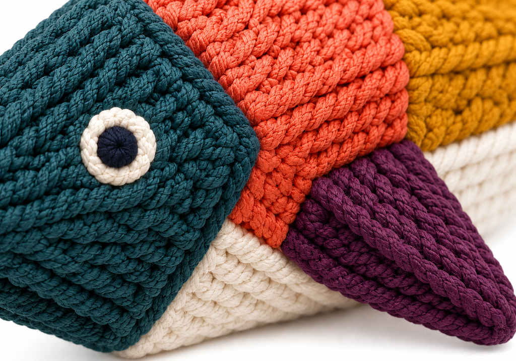 Fish-Shaped Braided Cotton Rope Chew Toy for Dogs – Multicolour