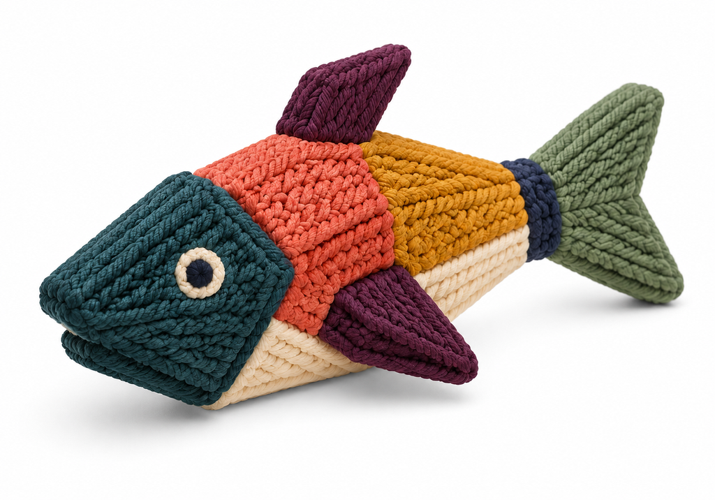 Fish-Shaped Braided Cotton Rope Chew Toy for Dogs – Multicolour