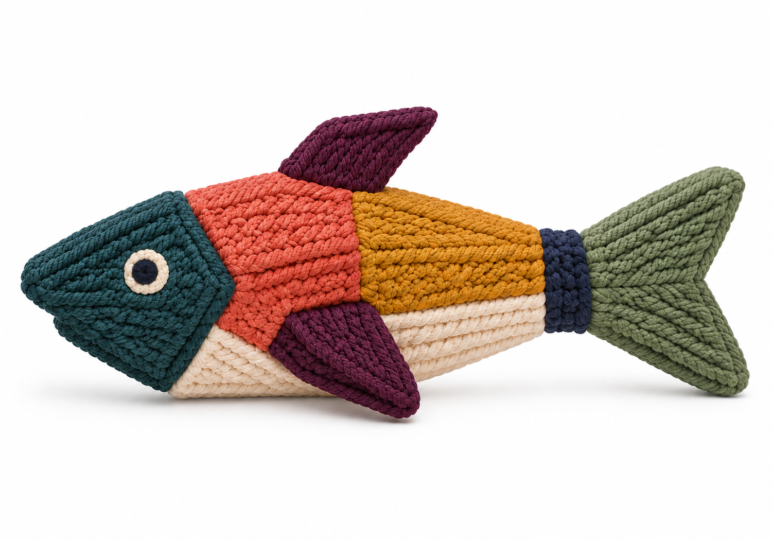 Fish-Shaped Braided Cotton Rope Chew Toy for Dogs – Multicolour