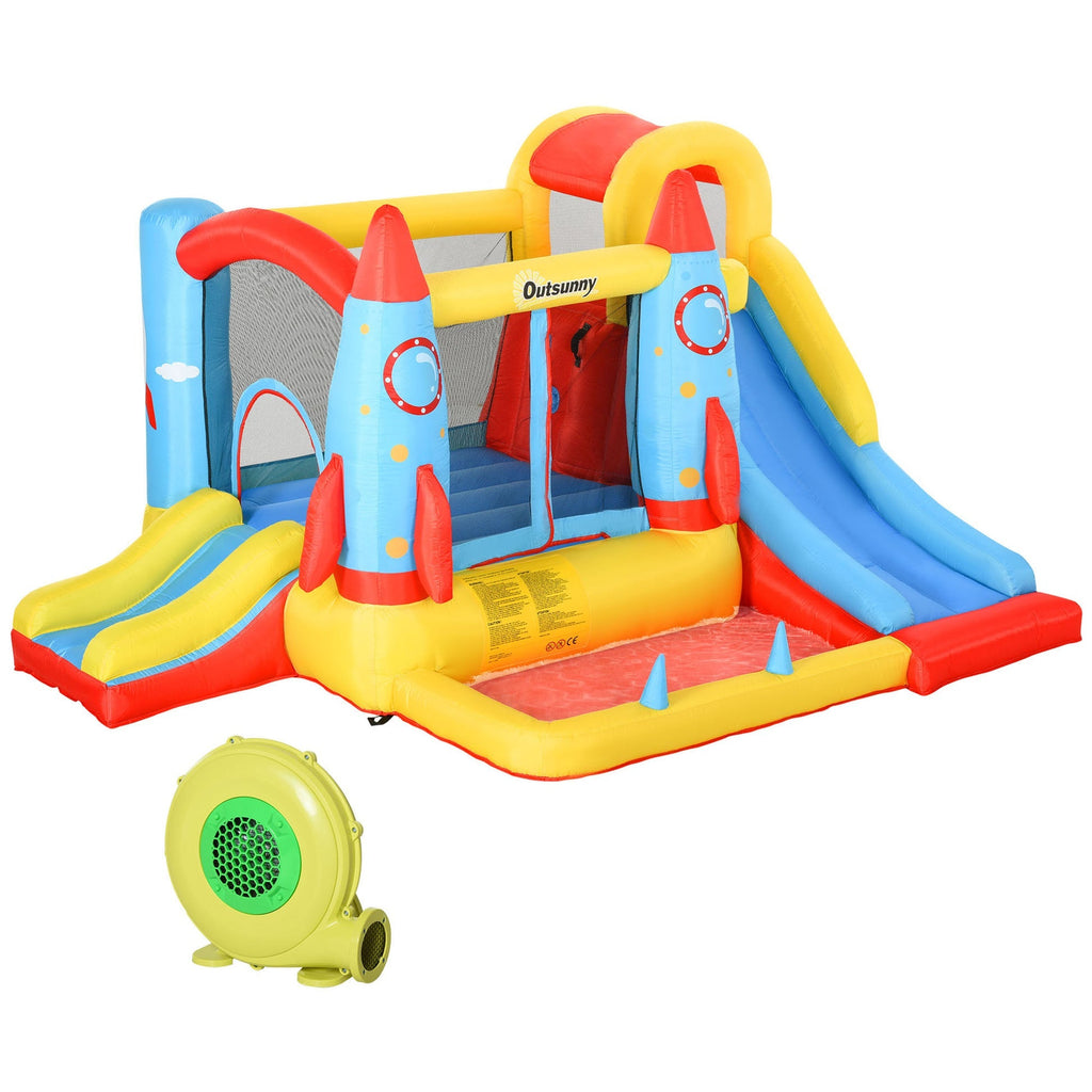 Outsunny 3-in-1 Inflatable Bouncy Castle with Dual Slides, Trampoline & Water Pool 3.3m x 2.65m x 1.85m