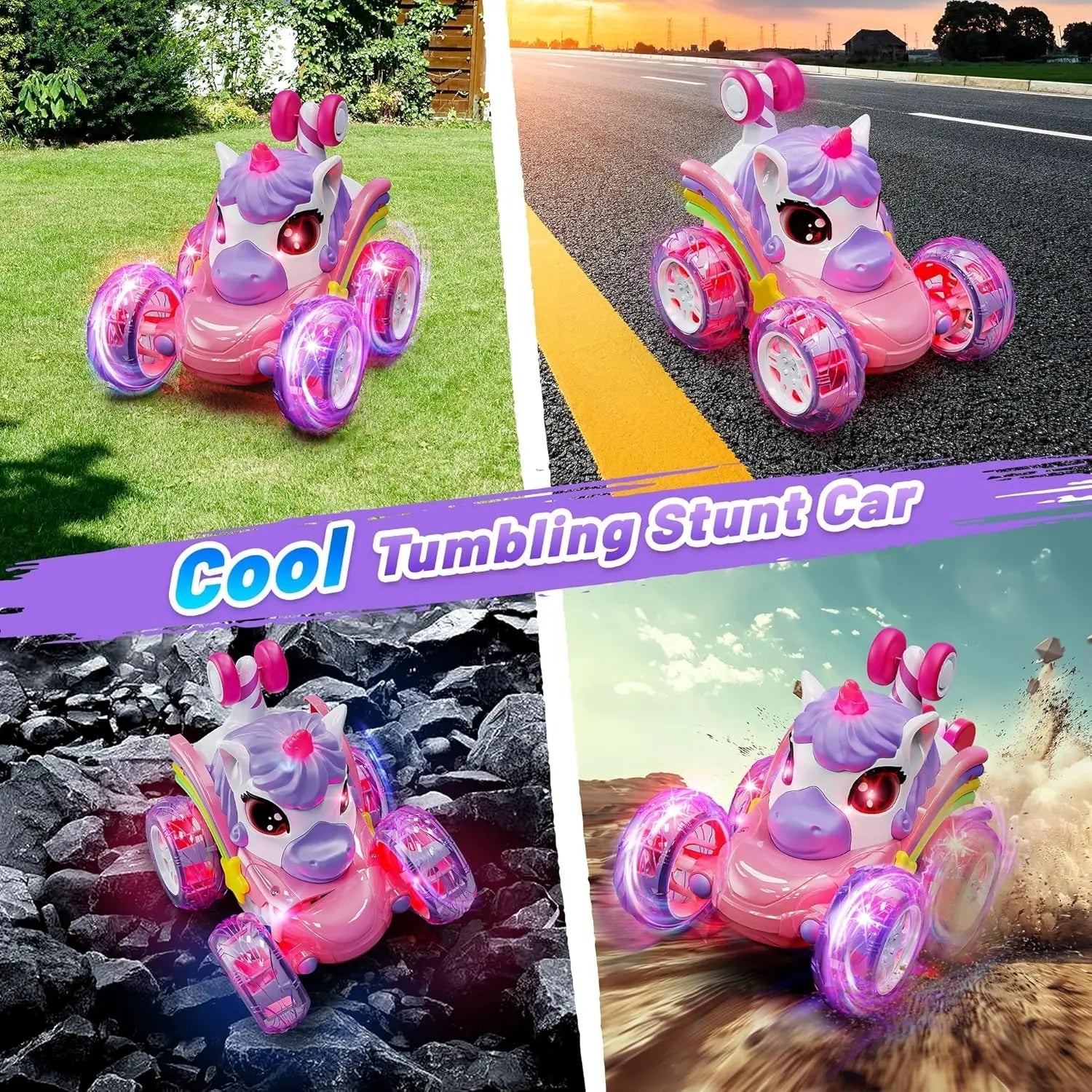 Transforming RC Stunt Drift Car with LED Lights – 2.4GHz Remote Control Toy for Kids