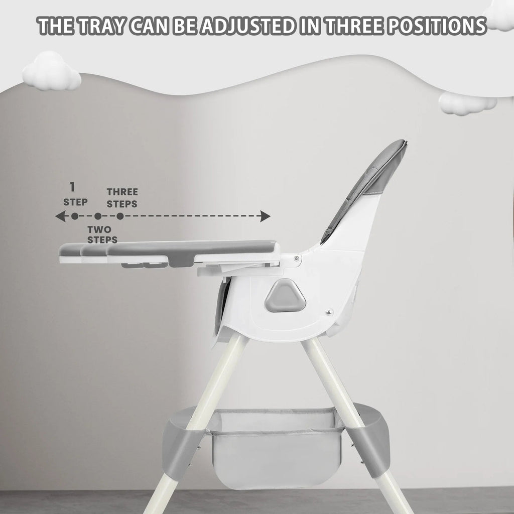 Foldable Baby High Chair with Anti-Slip Base, Toy Rack, and Removable Tray – Ages 6 Months+