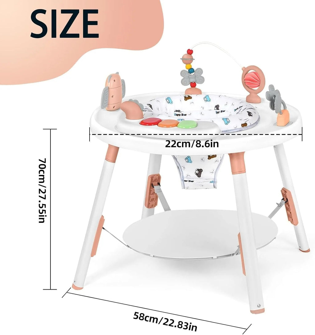 3-in-1 Baby Activity Centre Jumper & Play Table – 360° Rotating Seat with Interactive Toys