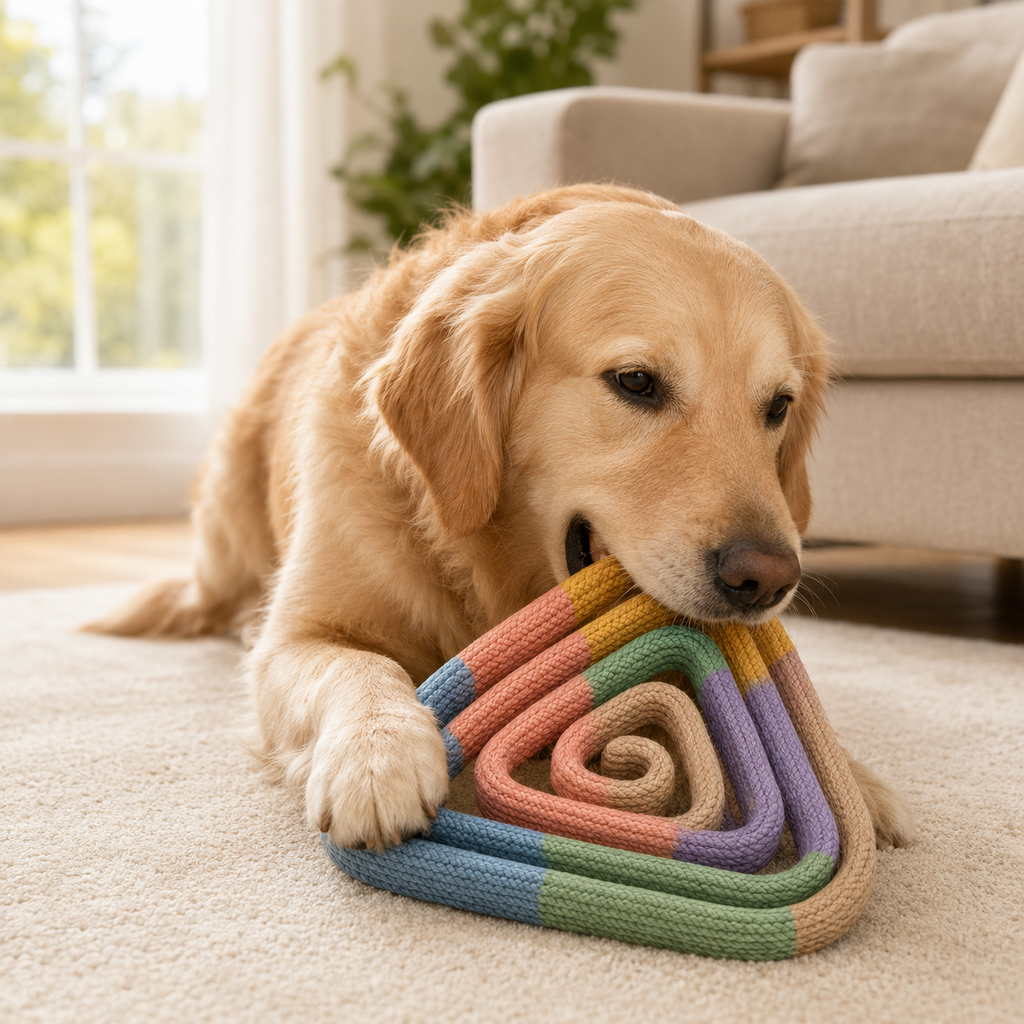 Triangular Braided Cotton Rope Snuffle and Treat-Finding Mat for Dogs – Multicolour