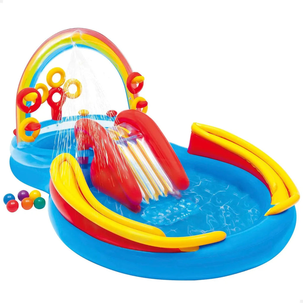 Intex 57453 Rainbow Inflatable Family Pool 9.9ft x 6.4ft x 4.5ft