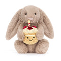 Bunny Plush Toy with Birthday Cake – 31 cm
