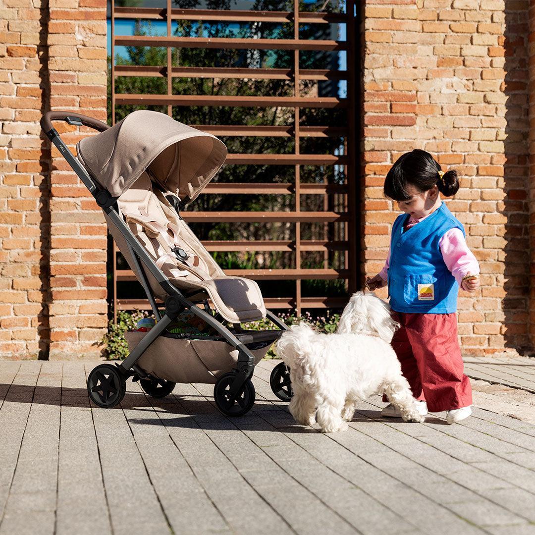 Joolz Aer2 Compact Stroller – Sandy Taupe Lightweight One-Hand Fold Pushchair