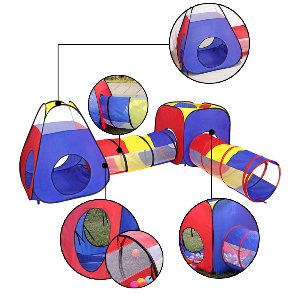 4-in-1 Kids Play Tent with Tunnel & Ball Pit – Portable Pop-Up Playhouse for Toddlers and Children